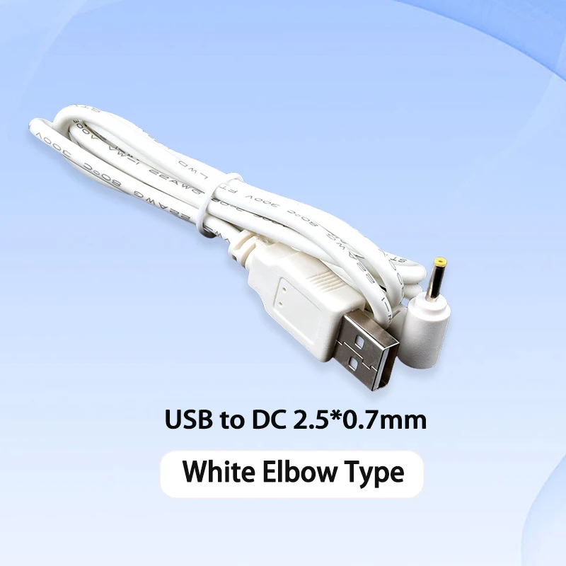 الأبيض تيار مستمر الكوع الطاقة قابس مهايئ USB إلى تيار مستمر 2.5*0.7 2.5*0.7 مللي متر 2.5 مللي متر x 0.7 مللي متر 2.5x0.7 مللي متر جاك الزاوية اليمنى L شكل كبل شحن 1 متر #3