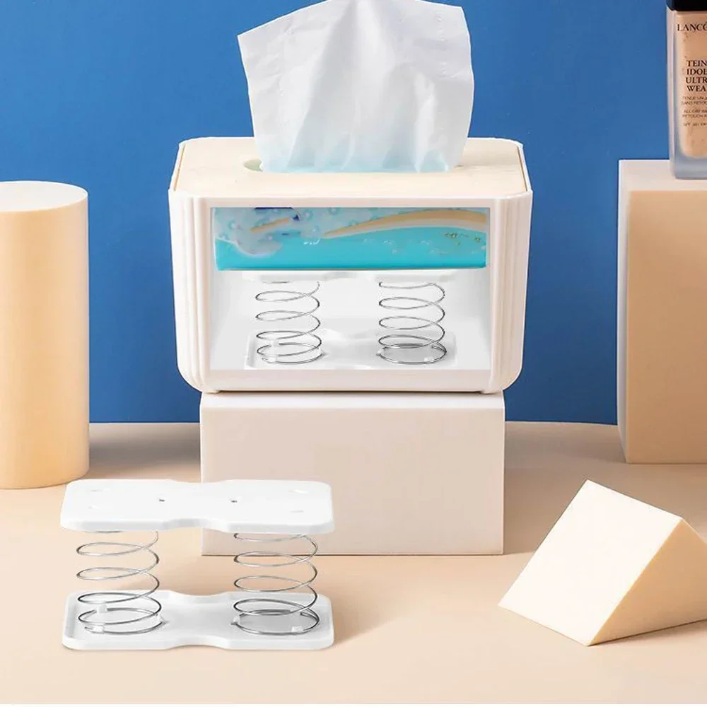 Tissue Box Tissue Dispenser Spring Automatic Lift Spring Loaded Tissue Box Office Home Kitchen Toilet  Bracket Kitchen Organizer
