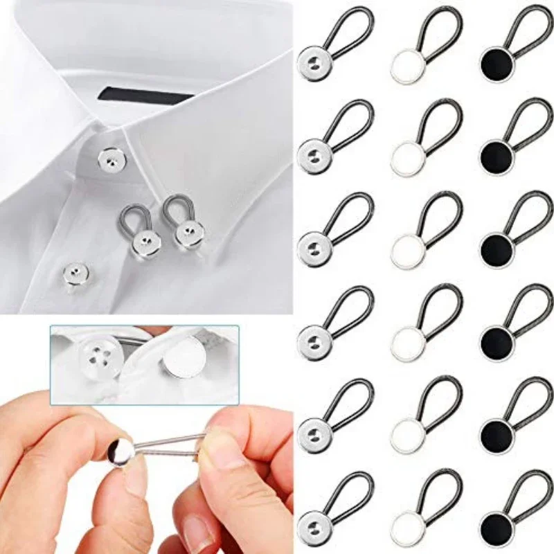 Metal Collar Buttons Extenders Elastic Button Extender Neck Extenders for Shirt Dress Coat Flexible Lock Lengthen Buckle