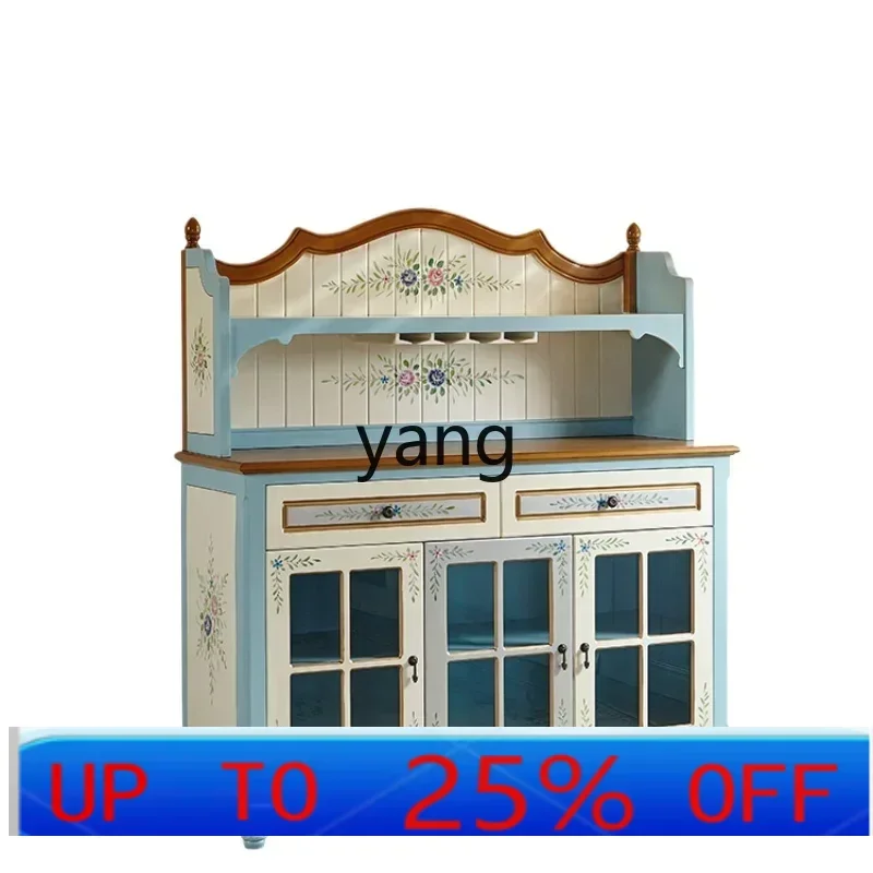 

Винный шкаф LH с тремя дверцами, окрашенный в синий цвет, большой вместимости, приставной шкаф в пасторальном стиле для хранения