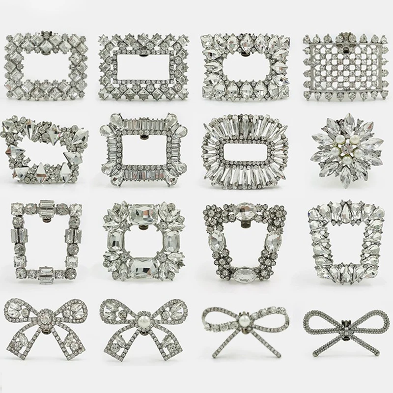 Sepatu kristal klip wanita hak tinggi sepatu pernikahan pengantin wanita berlian imitasi pesona gesper dekorasi yang dapat dilepas aksesori klip sepatu