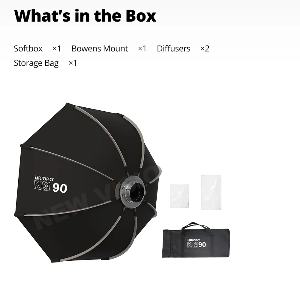 TRIOPO K3 سلسلة 55 سنتيمتر 65 سنتيمتر 90 سنتيمتر 120 سنتيمتر الإعداد السريع المثمن سوفت بوكس بوينز جبل ل Godox Aputure Sokani استوديو LED الفيديو الضوئي