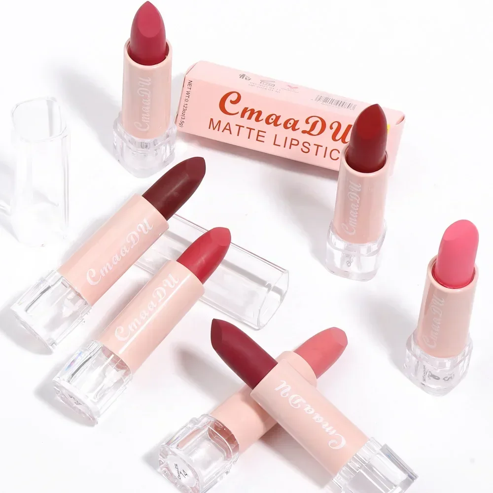 15 สี Matte Nude ลิปสติก Waterproof Long Lasting Non-stick Cup Moisturizing เครื่องสําอางเกาหลีแต่งหน้าสําหรับของขวัญสตรี