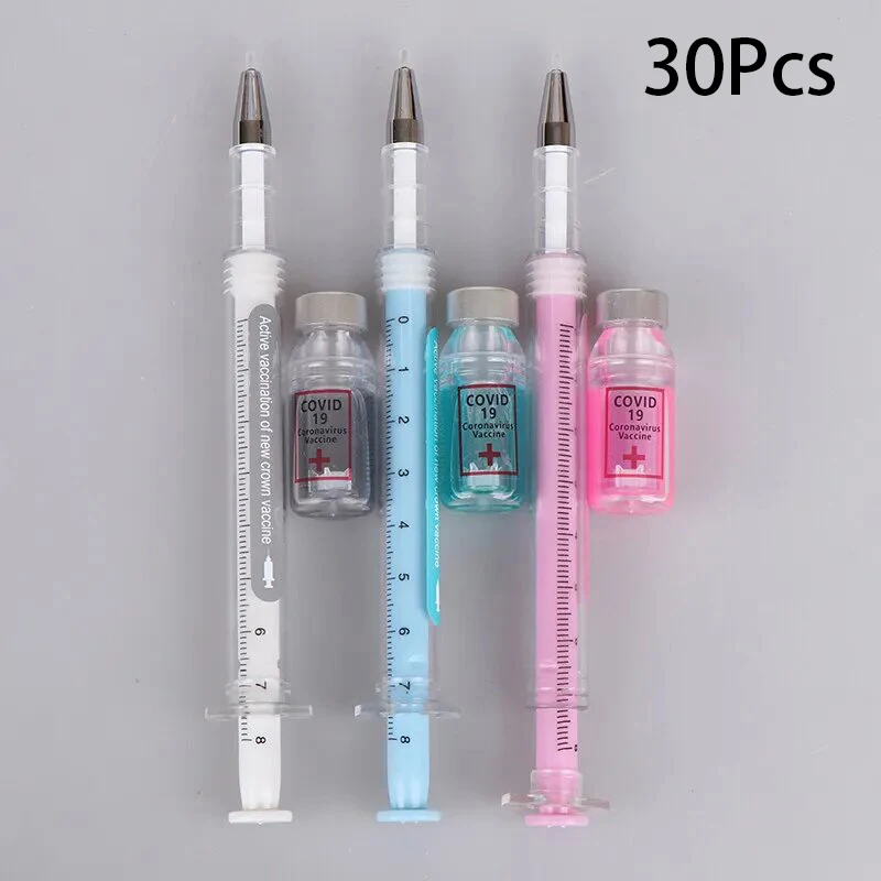 

30 Pieces Syringe Ballpoint Pens Handwritten Plastic Pen Novel Unique Syringe Shape Gel Pen