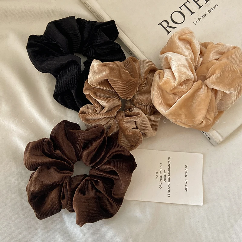 Velvet Vintage Brown Scrunchie for Women - 2024 High-End Hair Accessory.