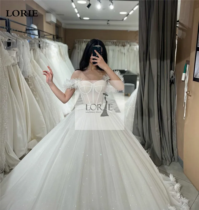 LORIE Princess Wedding Dress A Line Shiny Fabric Corset Bride Dresses Ball Gown Women Briadal Wedding Gowns 2024