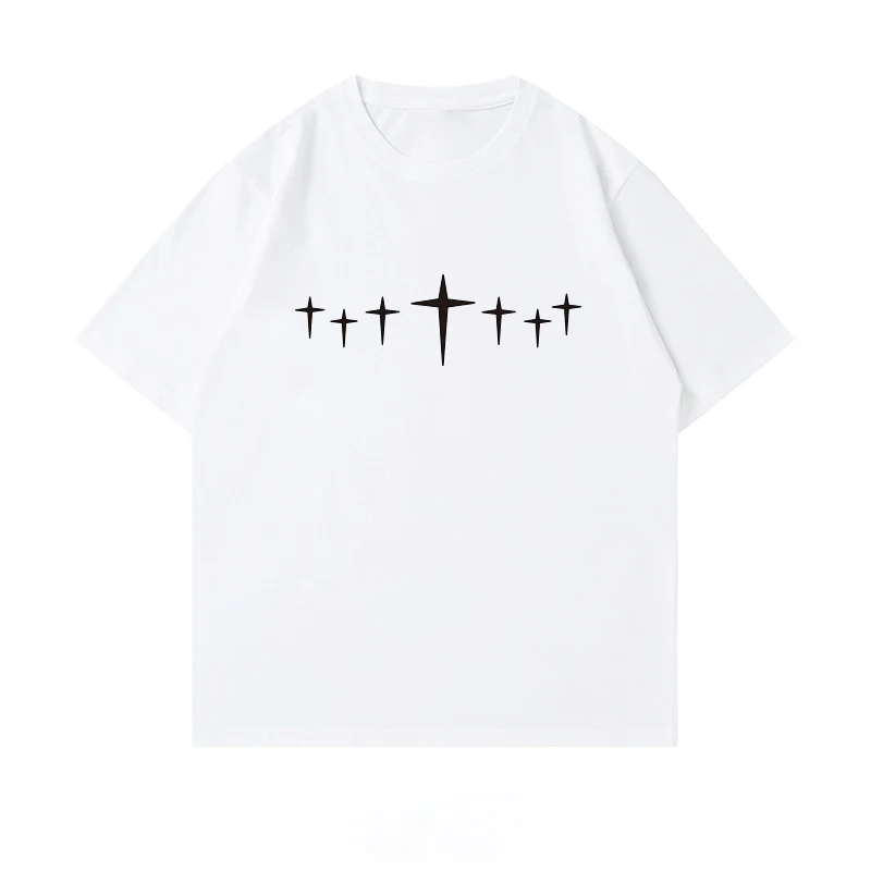 

Summer American Casual Printing Cotton Short Sleeve T-Shirt Mens Loose Crew Neck T-Shirt