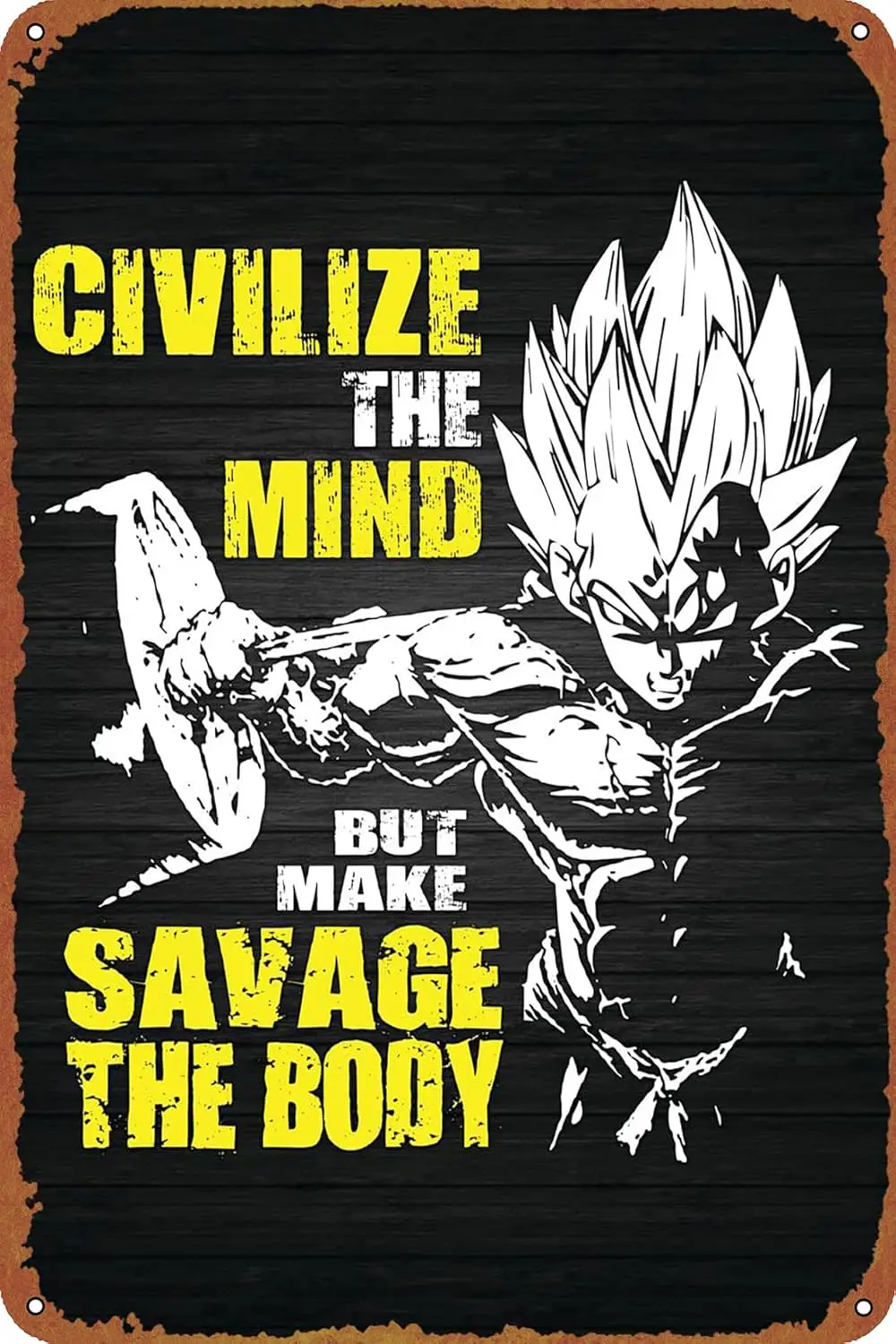 Letrero Metálico Decorativo de Aluminio con Diseño de Anime y Motivación para Gimnasio, Estilo Vintage, para Decoración de Cuarto Masculino