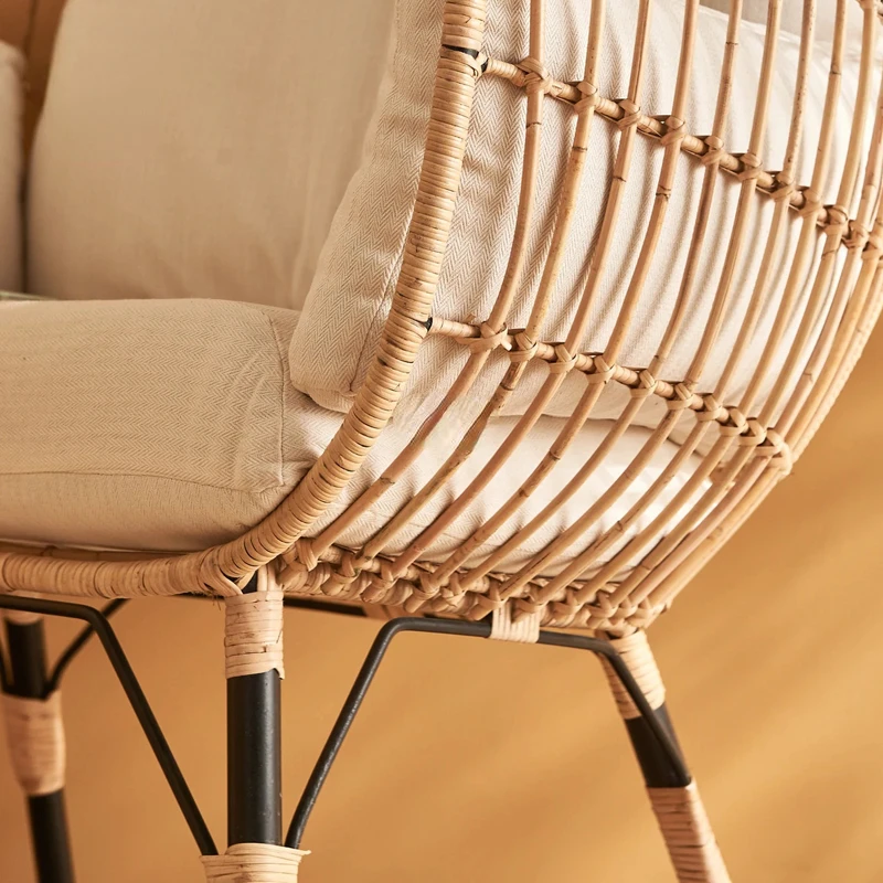 Outdoor Rattan Tecelagem Rattan Lounge Chair, Rattan Art Chair, Lazer Varanda e Ninho de Pássaro
