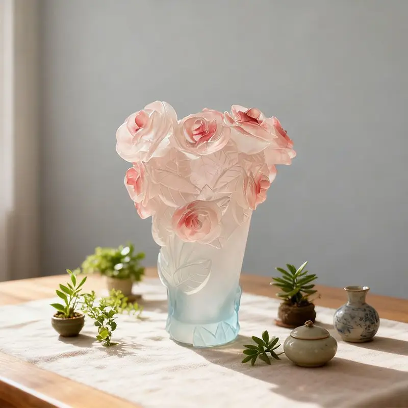 

Romantic Rose Vase Incense Burner Resin Craft - Elegant Home Desktop & Garden Balcony Décor, Aromatic Zen Ornament