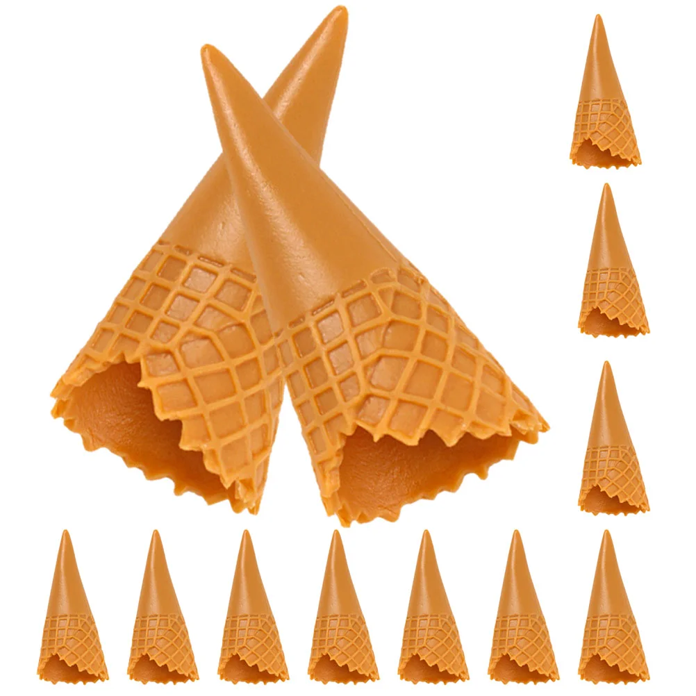 Simulado PVC Crispy Cone, Ice Cream Decor, Casa Suprimentos, Artesanato, Acessórios Tampa do Telefone, Mini Simulação, 12 Pcs