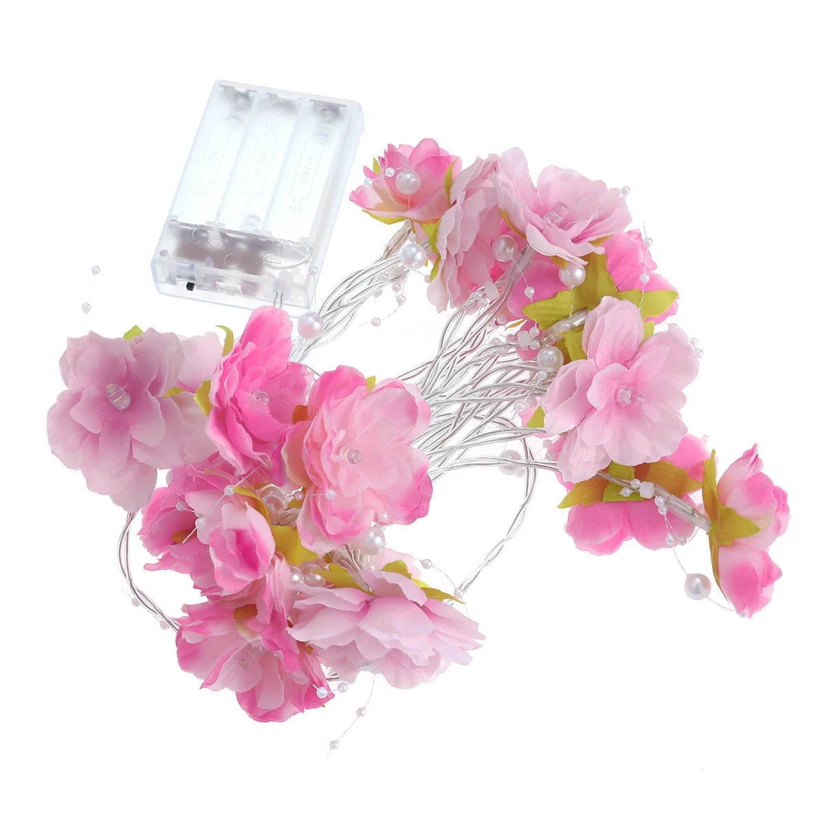 20 مصباح LED على شكل زهرة يعمل على سلسلة أضواء للديكور الداخلي وعيد الميلاد وحفلات الزفاف وأعياد الميلاد وحفلات المنزل باللون الوردي #3