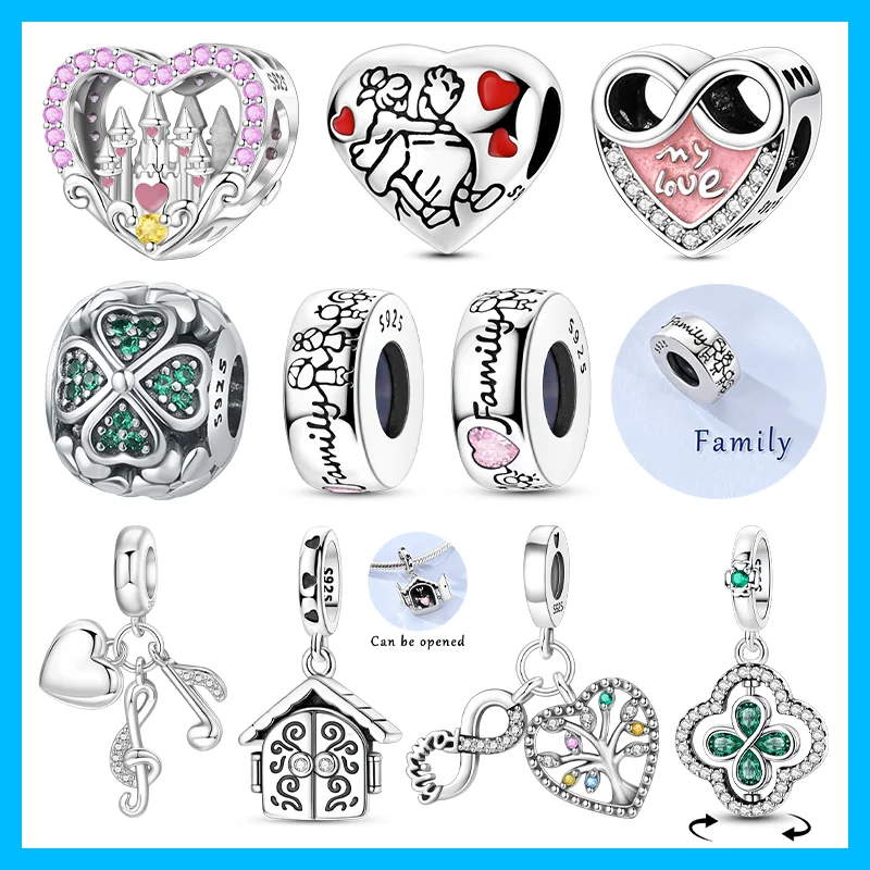 Family Love 925 Sterling Silver Charms Bead Fit Original Bracelet Bag Keychain Earring Charm Bead Pendant Diy Women Jewelry Gift