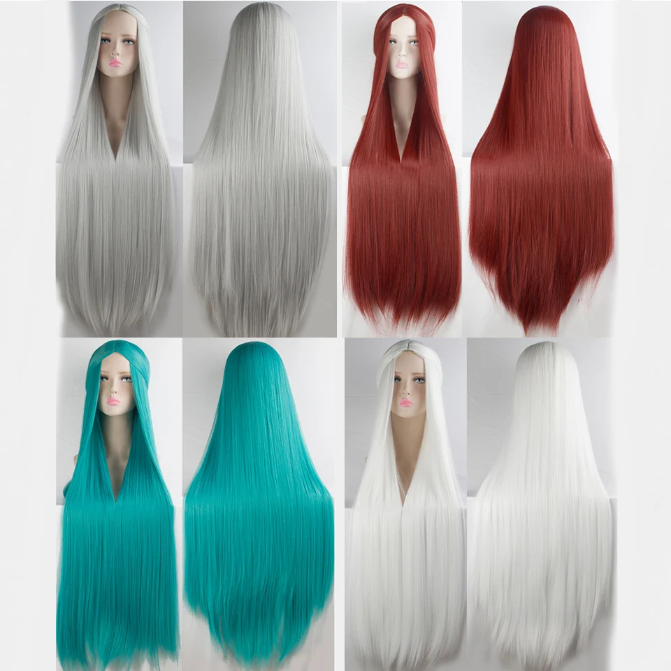 Synthetic middle part cute cosplay wig 40-inch   anime costume long straight lolita wig party wig heat fesistant fiber