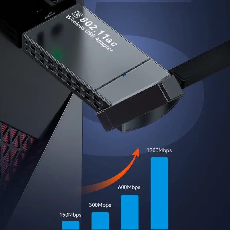 Dual Band 2.4G 5.8GHz 1300Mbps USB 3.0 Wireless WiFi Ethernet Network Card Adapter