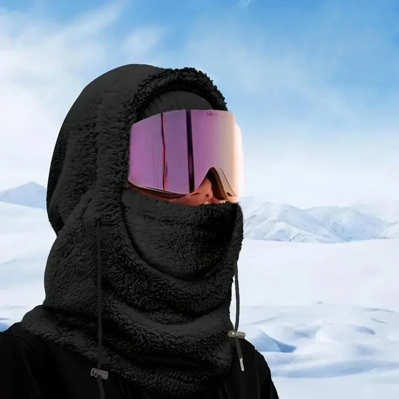 Passamontagna invernale Maschera da sci Caldo antivento Addensato in pile polare Scaldacollo Maschera termica regolabile anti-freddo per ciclismo Maschera a copertura totale