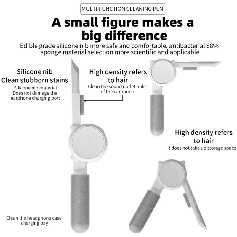 AY14 -Features 10-In-1 Computer Cleaning Kit Camera Tablet Screen Headphone Cleaning Brush Keycap Puller Card Remover Black Dura