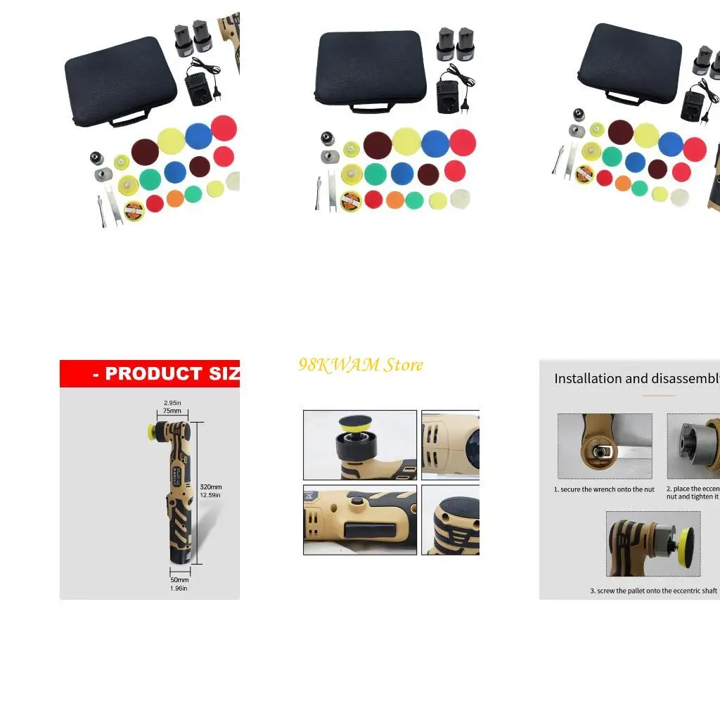6 Speed Mini Car Buffer Polisher Set for Mirror Trim and Waxing Buffing Tasks 68UF