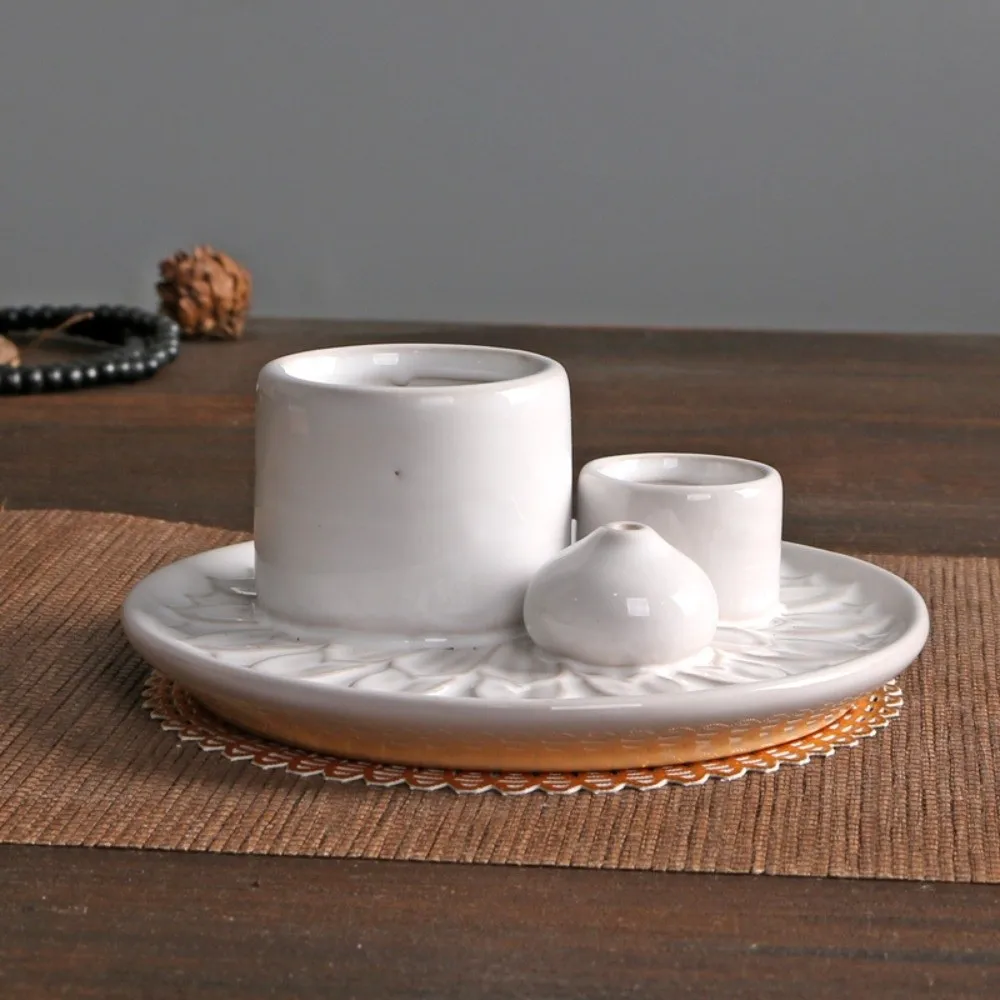 Gift Ceramic Incense Burner Simple Design Decorative Incense Stick Holder Multifunctional Vintage Candle Holder Meditation