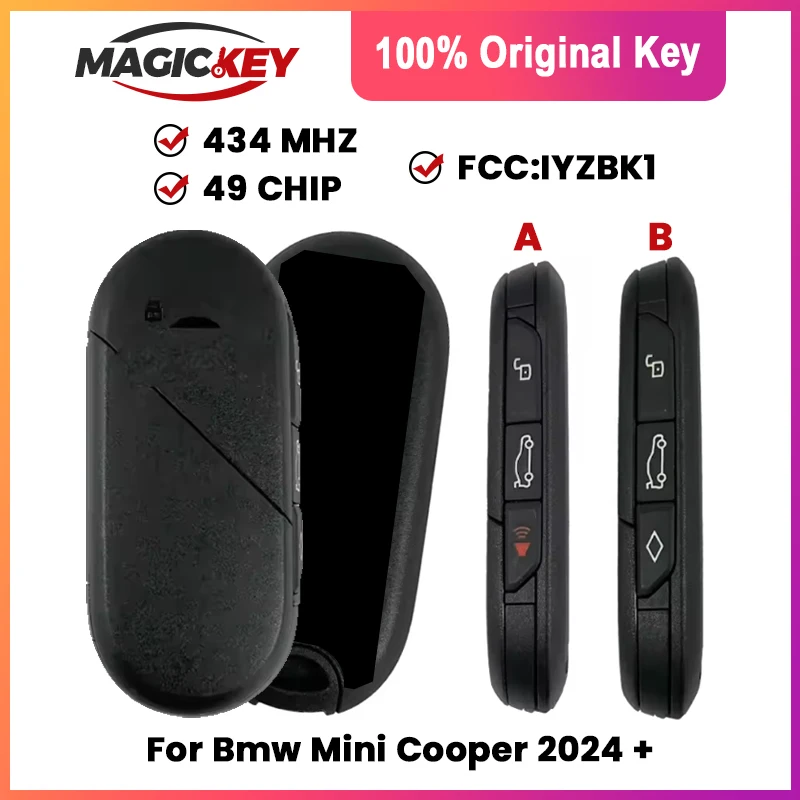 MAGICKEY Original New Model For Bmw Mini Cooper 2024 Smart Key Fob Remote FCC IYZBK1 2701A-BK1 BK1 434MHZ 49Chips