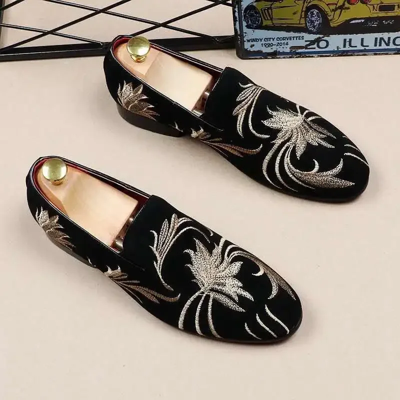 European American Matte Men Shoe Autumn Comfort Men Shoe Embroidery Loafers Fashion Barber Shoe Men Casual Shoe Social Shoe Male