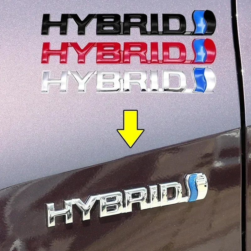 1pcs 3D HYBRID letter Car Logo Stickers Refitting Metal Emblem Badge Decal Auto Accessories