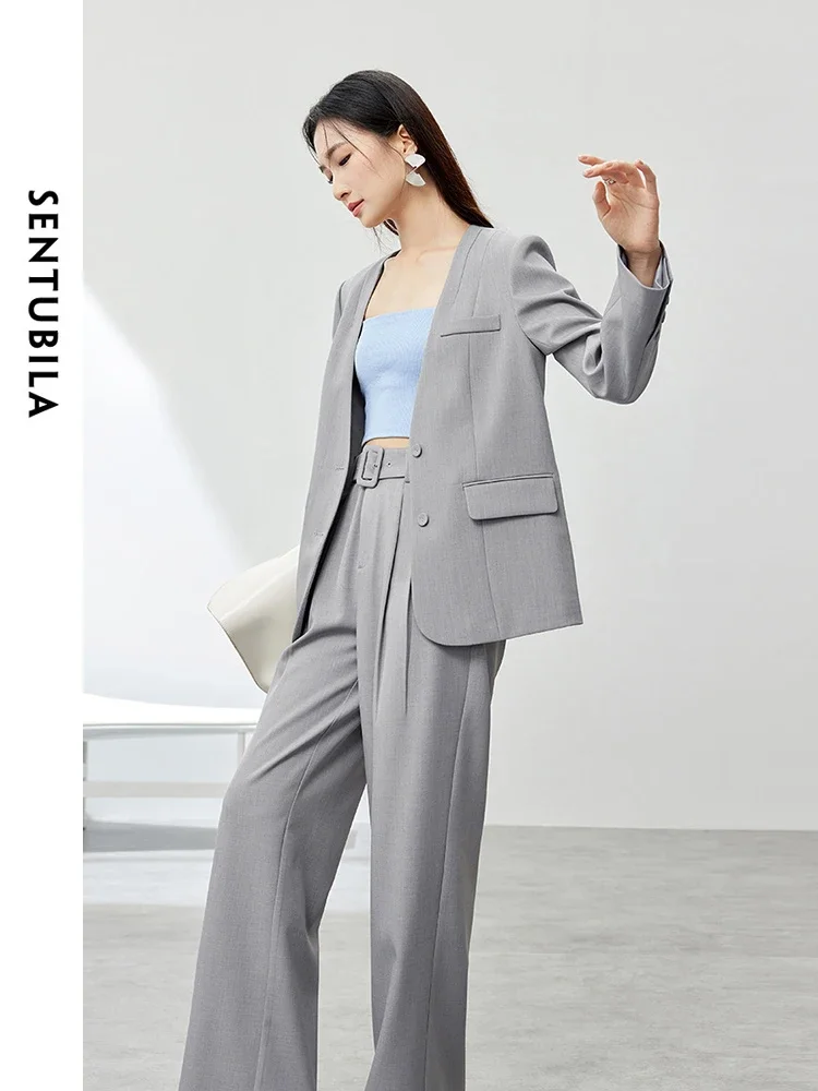 SENTUBILA, chaqueta de 3 piezas, chaleco, pantalón, trajes para mujer, trajes de oficina y negocios, chaqueta elegante para primavera y otoño,