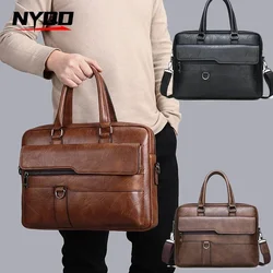 Hochwertige Business Pu Leder Schulter Umhängetaschen Männer 14 Zoll Laptop tasche Männer Aktentasche Tasche Büro Handtasche