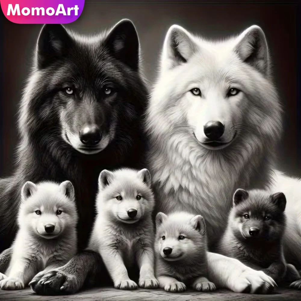 Momoart Diamant-Mosaik Wolf Neue Kollektion DIY Vollflächiges Quadratisches Rundes Diamant-Gemälde Hund Tier-Sets Handwerk Heimdekoration