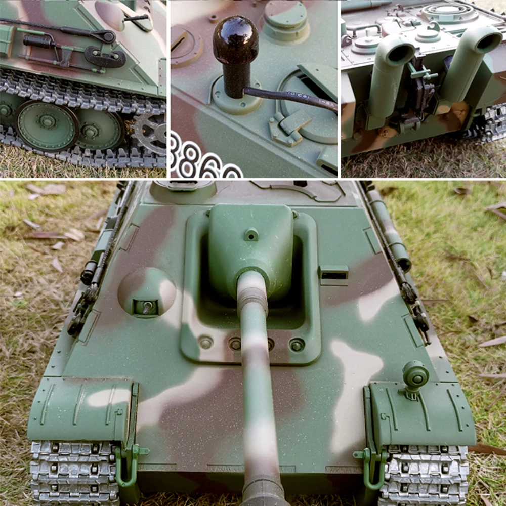 Henglong 3869 niemiecki Model pojazdu przeciwpancernego Jagdpanther metalowy czołg konkurencyjny Model symulacja elektryczna zdalnego sterowania