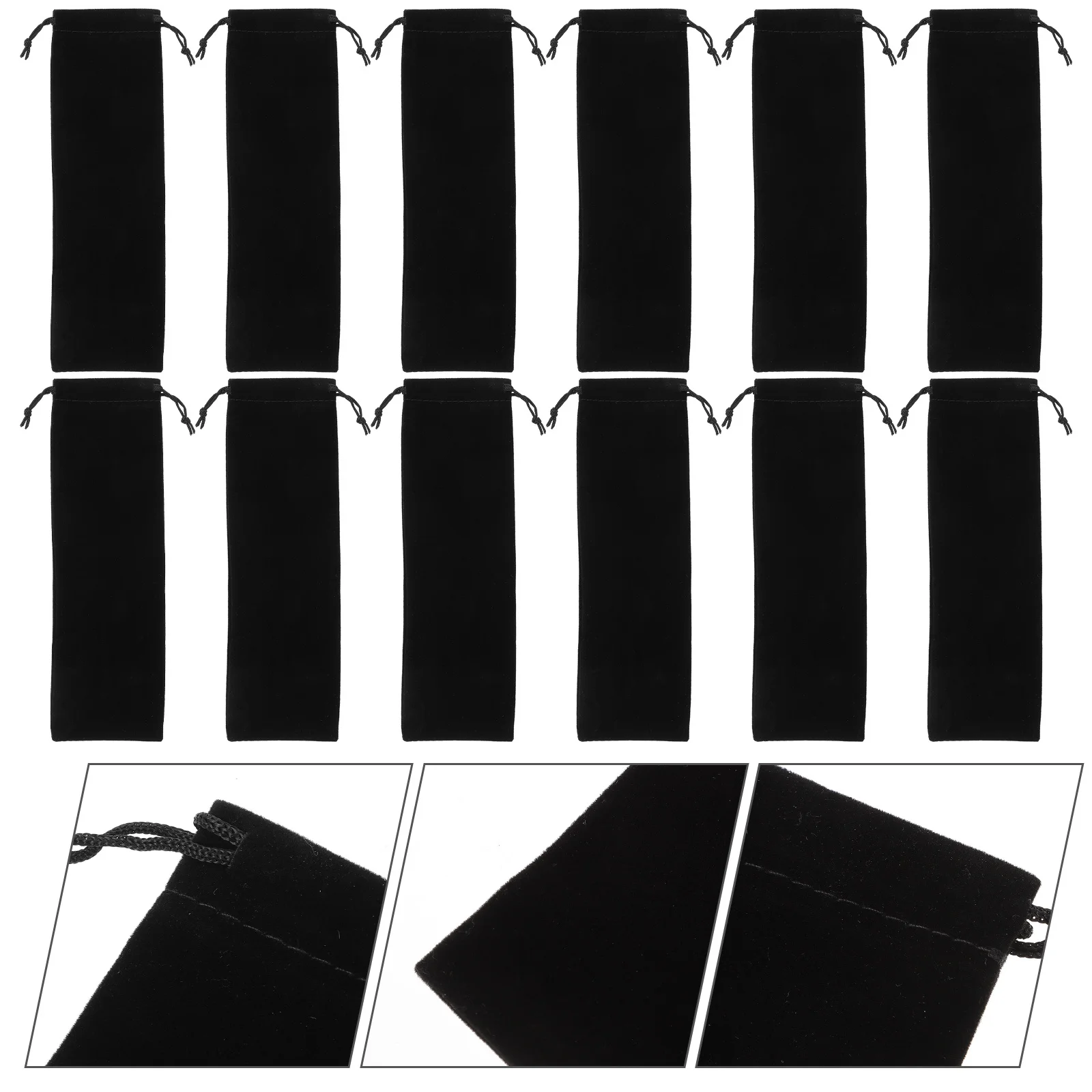 12Pcs Drawstring Cutlery Bags Straw Storage Pouches Portable Tableware Organizer for Picnic Camping School Work