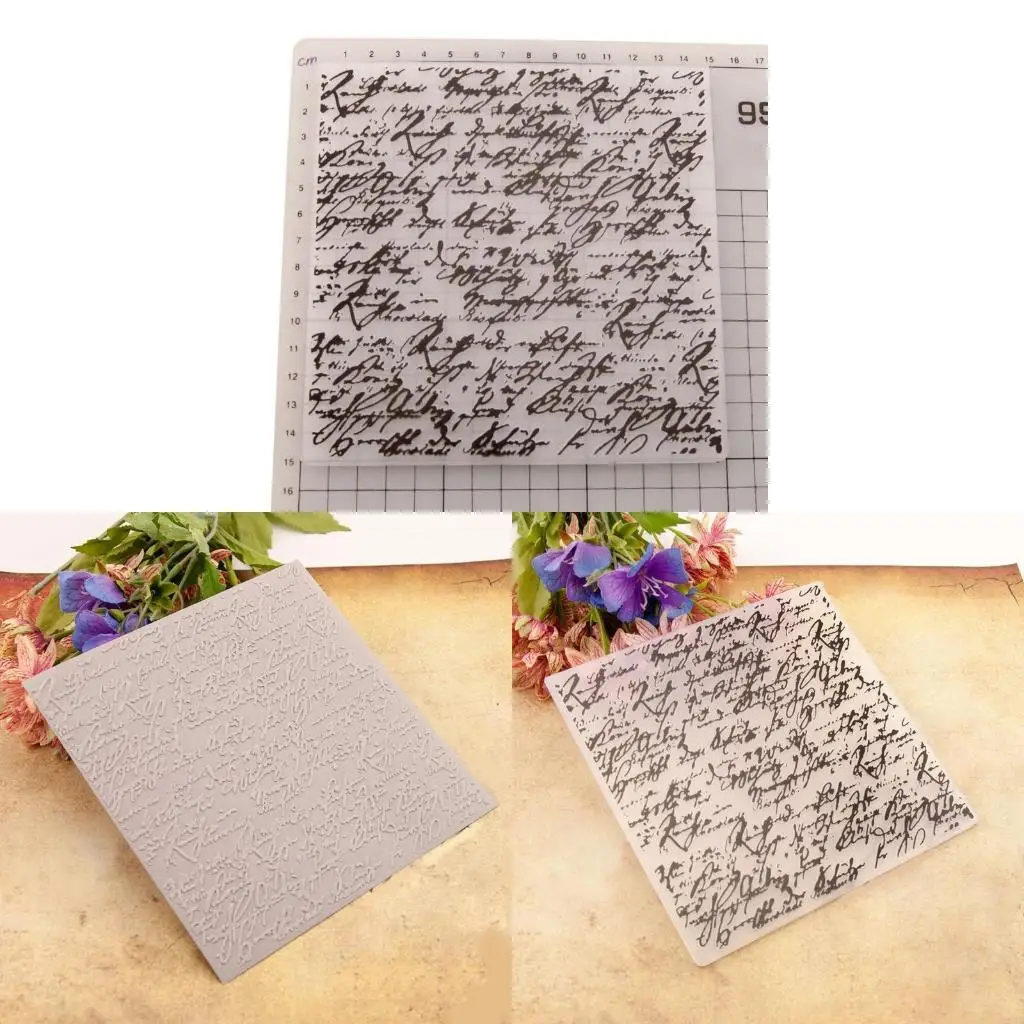 F19B 3D Uneven Embossing Folder Handwritten Words Background Embossing Dies Template
