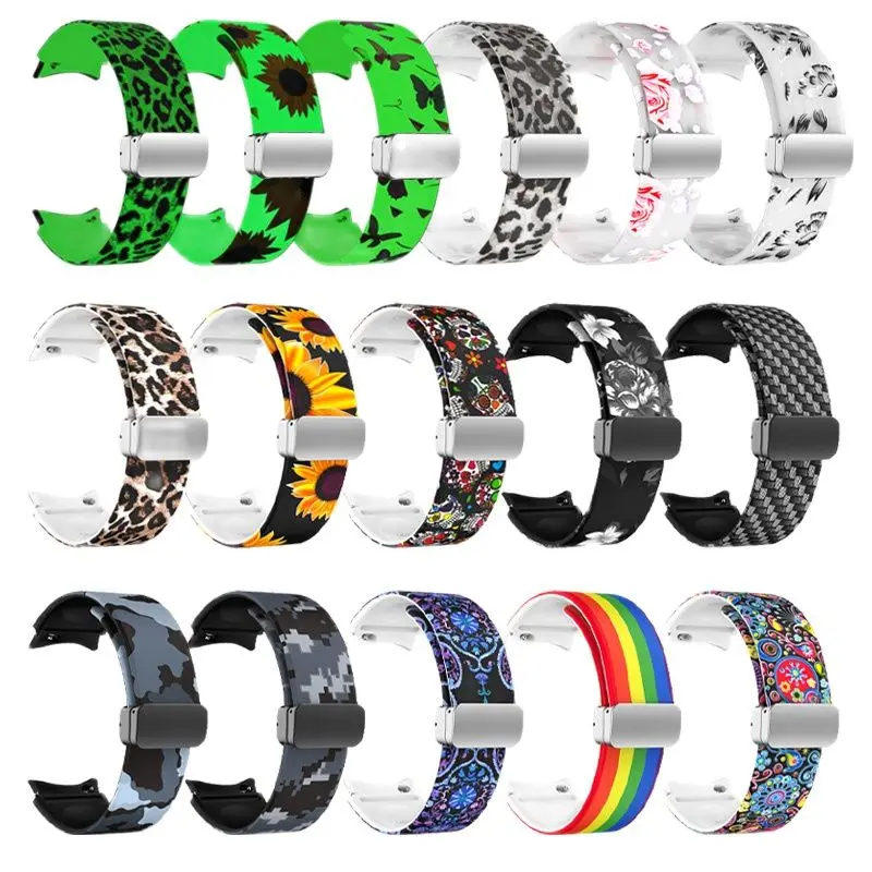 Padrão de fibra de carbono silicone cinta fivela magnética relógio banda para samsung galaxy watch5 pro relógio 4 clássico watch3 41mm