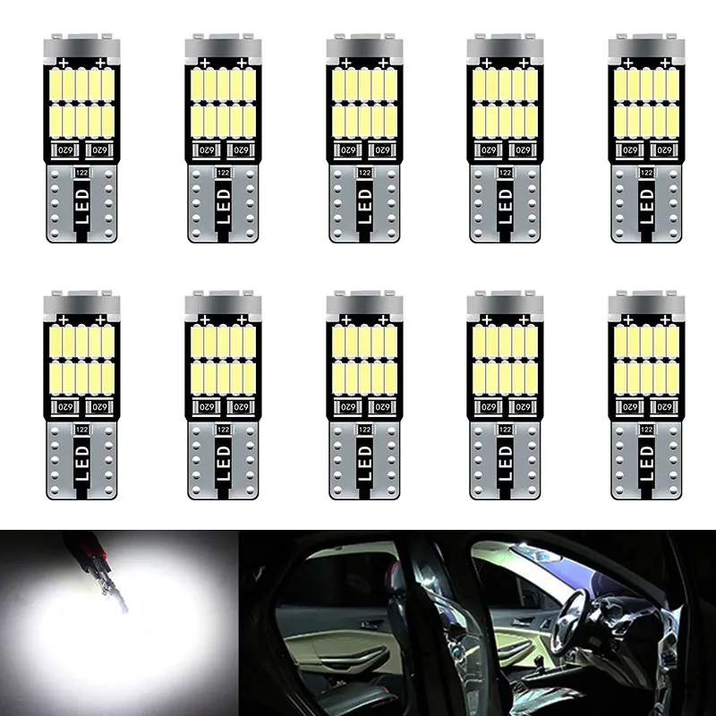 10 stücke T10 W5W 194 501 Led Canbus Kein Fehler Auto Innen Licht T10 26 SMD 4014 Chip Reine Weiß instrument Lichter B