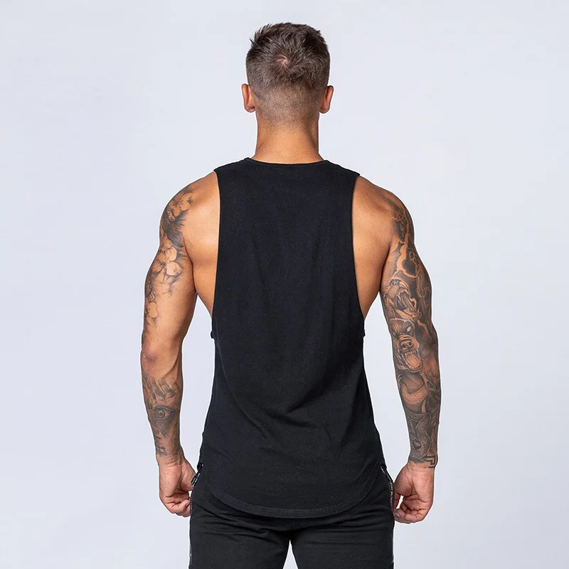 Men Cotton Running basketball Vest Sleeveless Gym Tank Top Loose  Bodybuilding Workout Shirt Summer Breathable Fitness Train Top