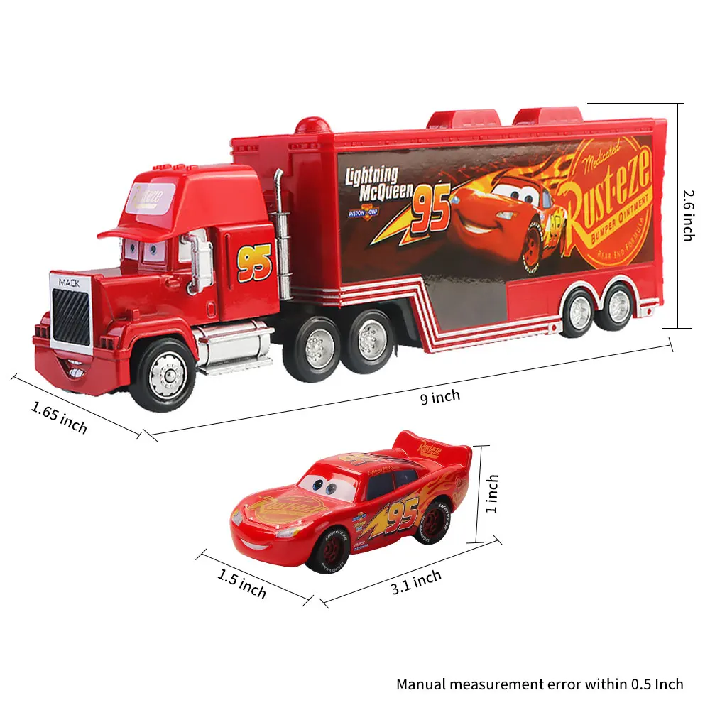 Disney Pixar Cars 2 Lightning McQueen Mack Uncle Vehicle Truck 1:55 Diecast  Model Car Toys For Children Boys