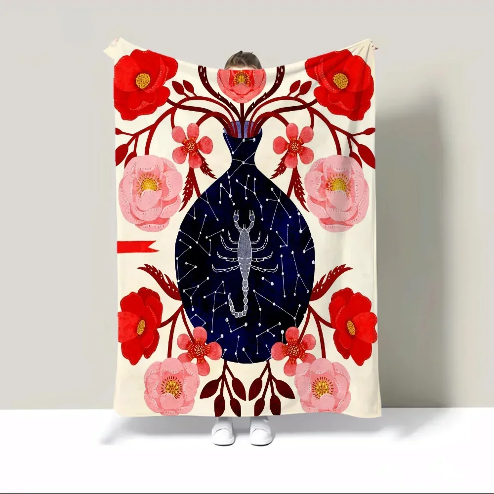 

Retro Floral Velvet Throw Blanket King Size Warm Winter Throws for Sofa Bed Microfiber Textile Home Cozy Decor