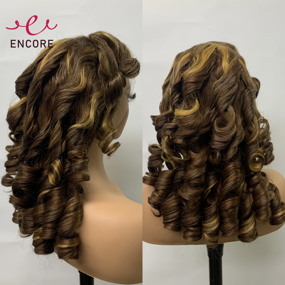 

Bouncy 13x4 Lace Frontal Hair Wigs 24 Inch Highlight Brazilian Remy Human Hair Wigs 300% Density Egg Curly Transparent Lace Wigs