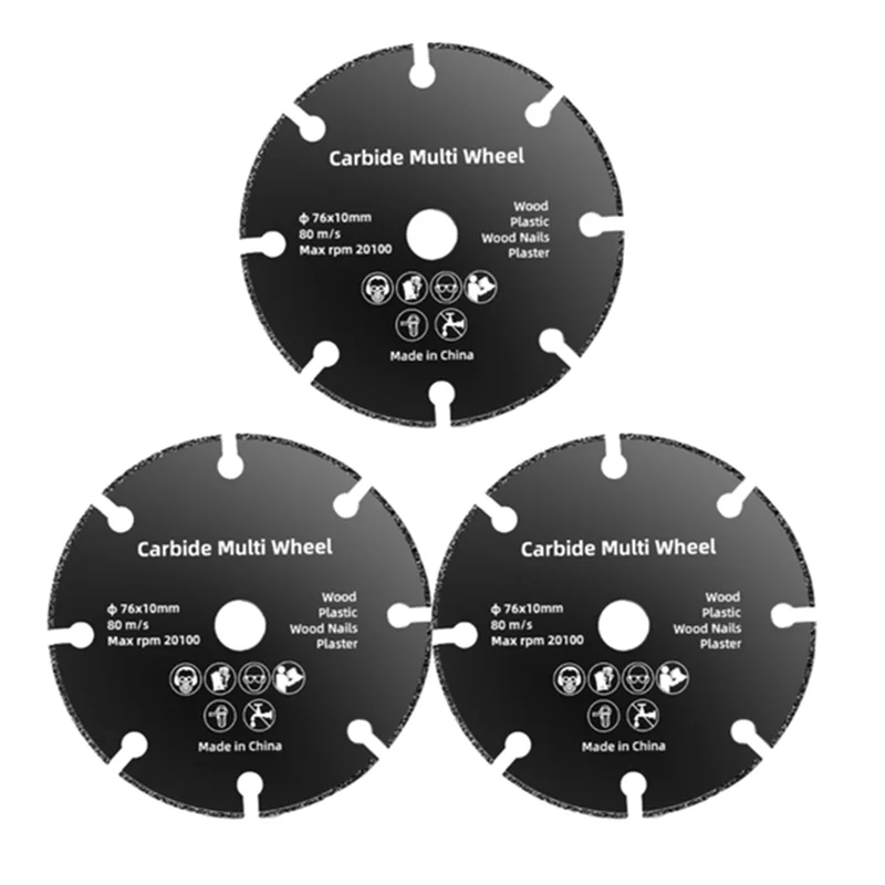 ABRW-76Mm Disco da taglio da 3 pollici Mola circolare in resina Lama per sega Disco da taglio per lucidatura in acciaio per smerigliatrice angolare 3 pezzi Durabl