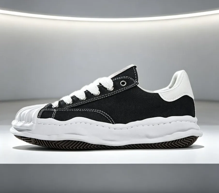Men Women Shell Toe Dissolved Skate Shoes Canvas Thick Sole Height Increasing Trendy White Casual Daily Walking Sneakers