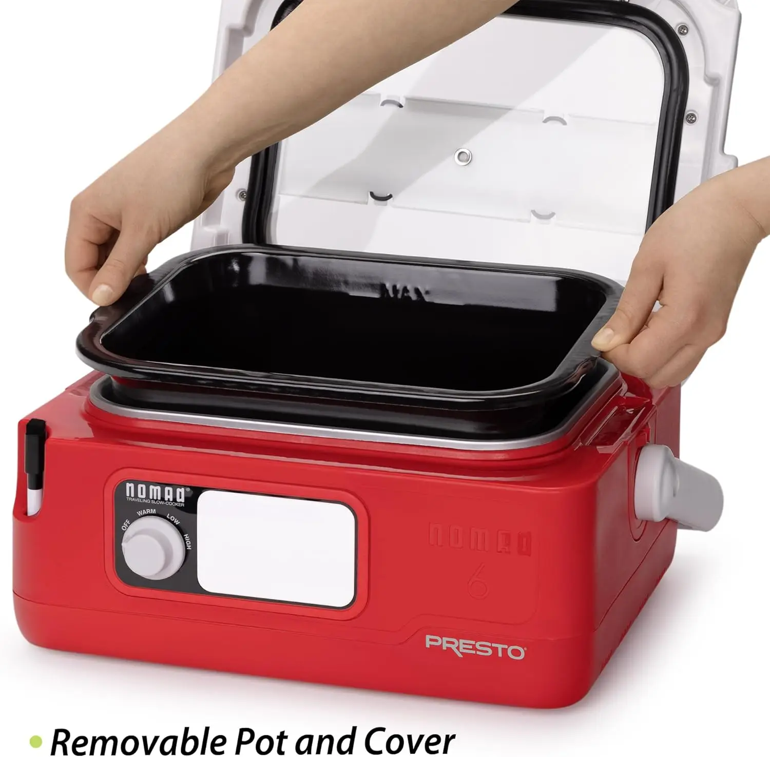 طباخ بطيء للسفر الرحل ، أحمر ، 6-كوارت ، عبوة 1