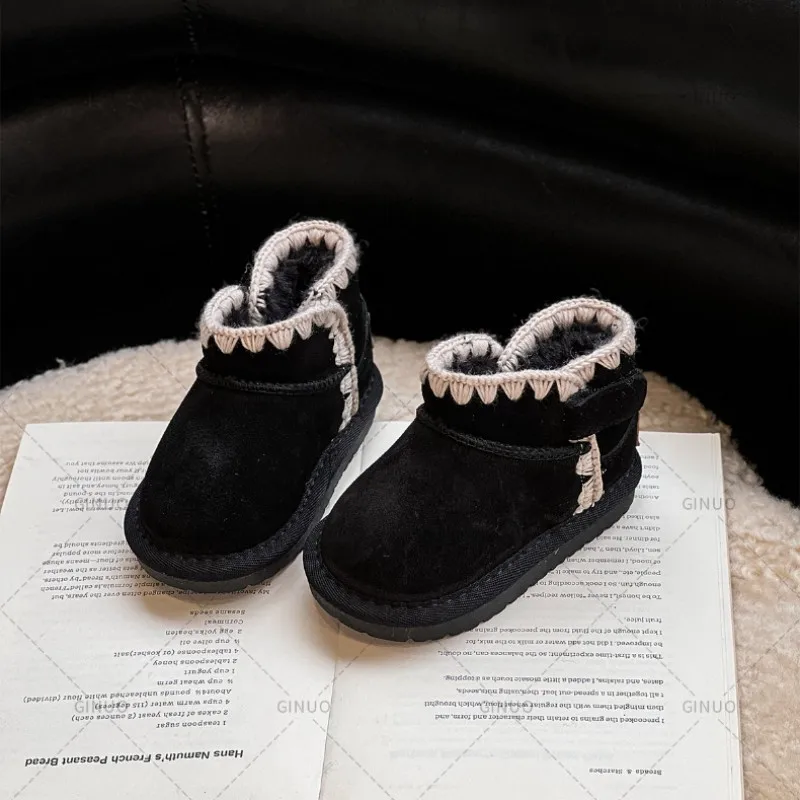 Nuovi stivali da neve per bambini invernali spessi peluche caldi ragazze ragazzi stivali antiscivolo moda scarpe da bambino per bambini