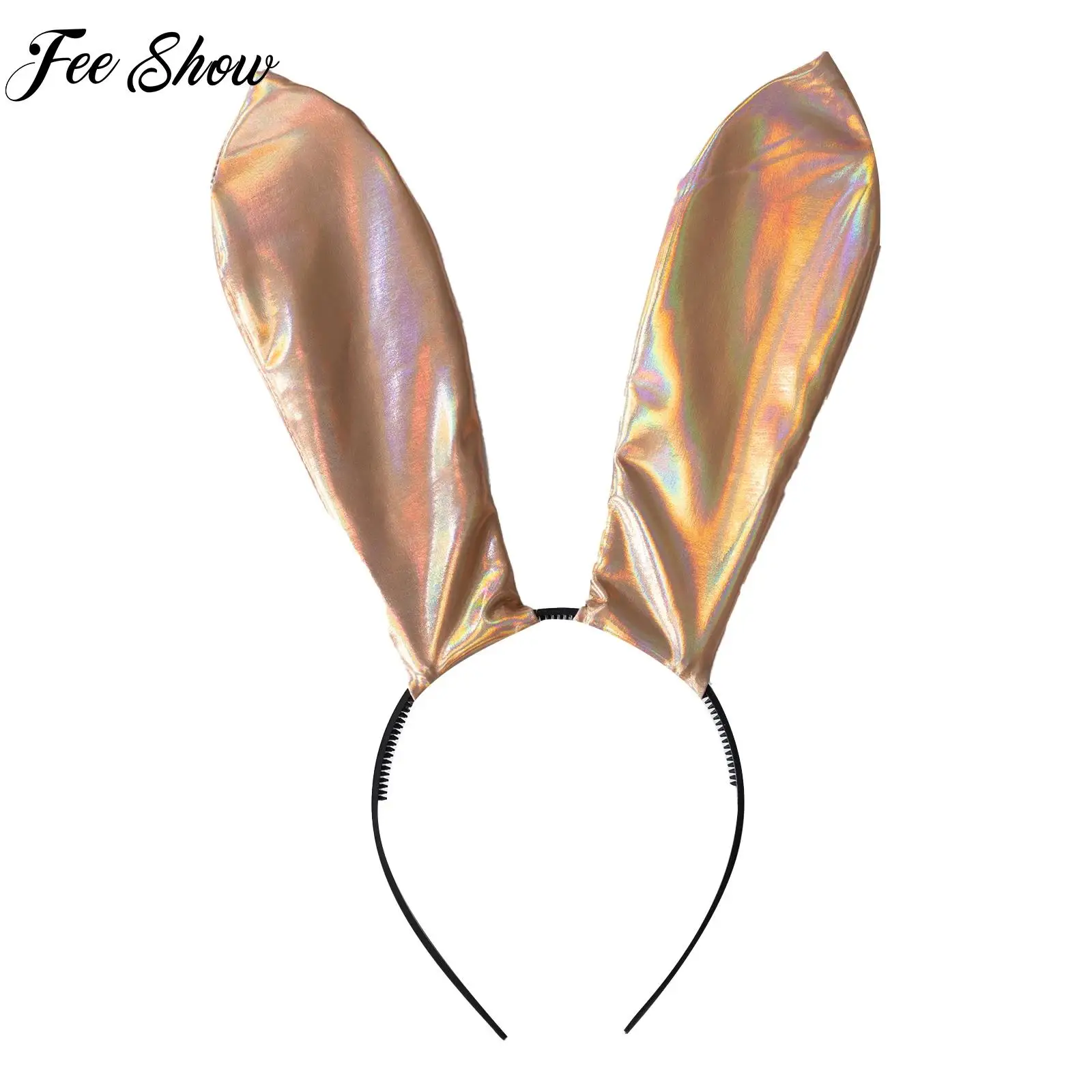 Halloween Party Headwear Shiny Rabbit Ears Flexible Headband Bunny Headgear Fascinator for Anime Cosplay Nightclub