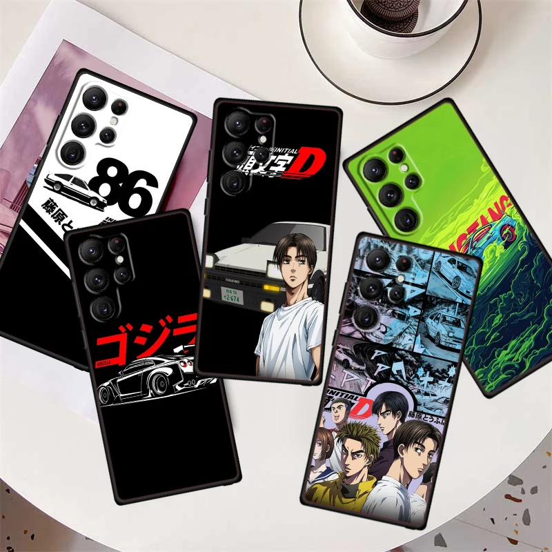 Initial D Japanese Anime For Samsung Galaxy S24 S23 S22 S21 S20 FE S10 S10E Plus Ultra Pro Lite 5G Black Cover Phone Case