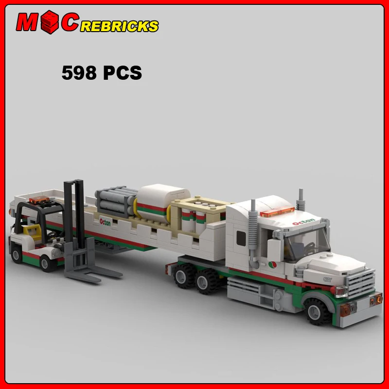 

MOC Transportation Series Octan Truck and Flatbed Trailer Model DIY Assembling Bricks Building Blocks Boys Toys Kids Xmas Gifts