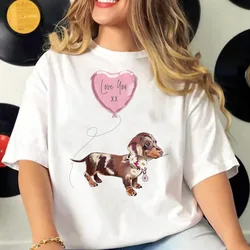 Dachshund t-shirts women patterned designer comic t shirt girl Japanese clothing