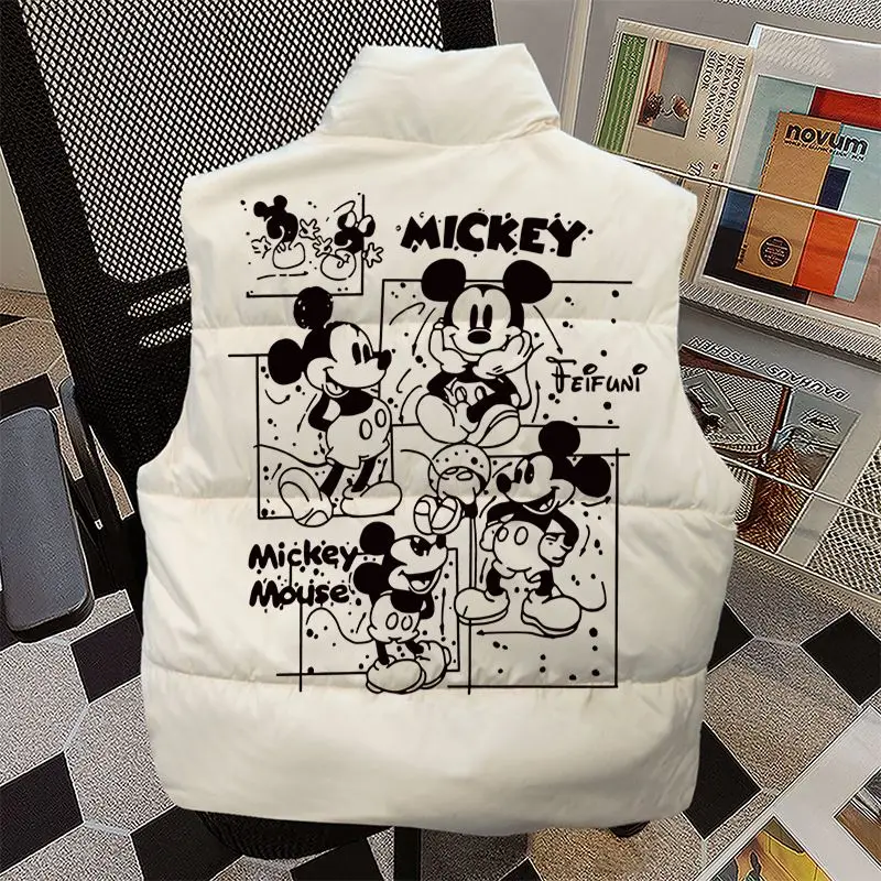 

Disney Cartoon Mickey Vest Men's And Women's Autumn And Winter New Thick Warm Jacket American Minimalist Niche Design Top