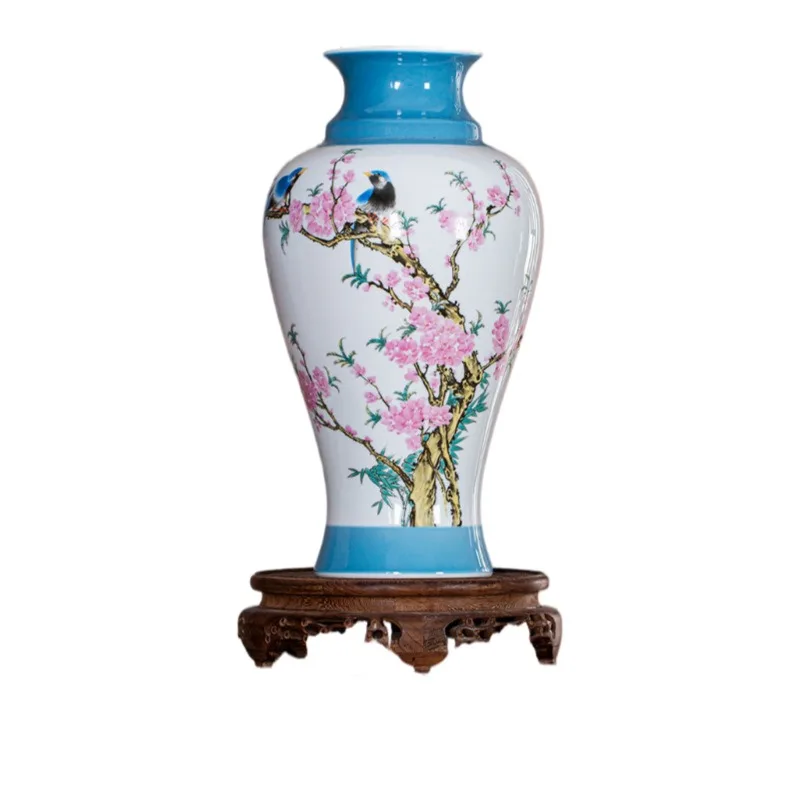 New Chinese Jingdezhen ceramic vase living room vase water point peach blossom porcelain decoration home jewelry ornament