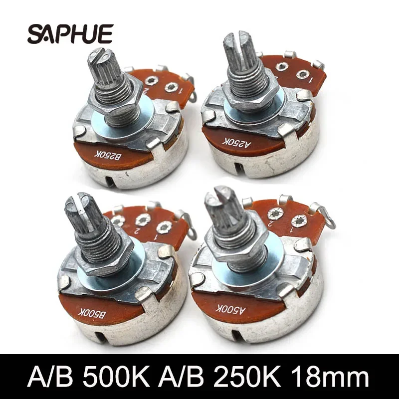2 uds tamaño completo A500K/B500K/A250K/B250K eje dividido 18mm tono de volumen de guitarra potenciómetro de ollas grandes para bajo de guitarra