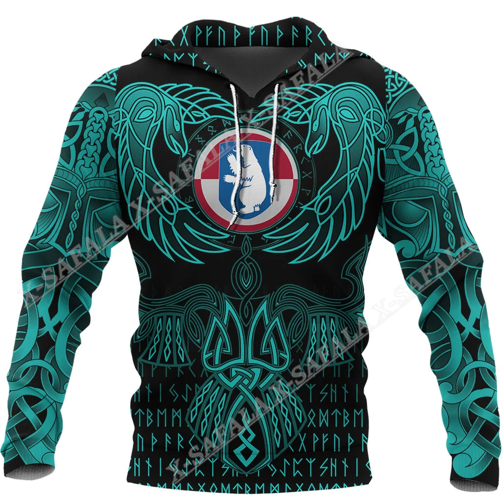 

Greenland Viking Valknut of Odin 3D Print Zipper Hoodie Men Pullover Sweatshirt Hooded Jersey Tracksuit Outwear Coat Casual